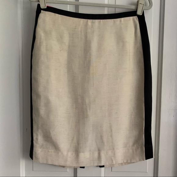 J.Crew ivory silk blend skirt w black border - Picture 5 of 11